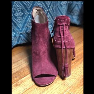 Peep-toe Leather/Suede bootie (Nordstrom. 10M)